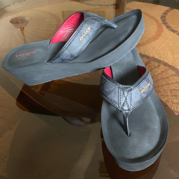 Coach Wedge Flip Flop Sandals Size 9.5 - Picture 2 of 8